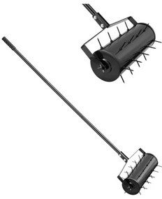 VEVOR Rolling Lawn Aerator 18" Heavy-Duty Manual Rolling Aerator Lawn Black