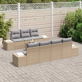 vidaXL Σετ Καναπέ Κήπου με μαξιλάρι 8 pcs Μπεζ συνθετικό ρατάν