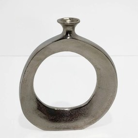 Βάζο Abstract Circle 029020 26x4x31cm Silver Nickel Αλουμίνιο