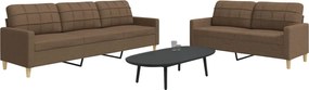 vidaXL Σετ Σαλονιού 2 Τεμαχίων Καφέ Υφασμάτινο