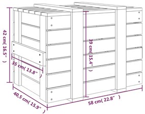 Κουτί Αποθήκευσης Καφέ Μελί 58x40,5x42 εκ. Μασίφ Ξύλο Πεύκου - Καφέ