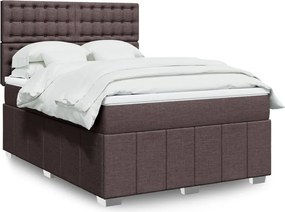 vidaXL Κρεβάτι Boxspring με Στρώμα Σκούρο Καφέ 140x200 εκ Υφασμάτινο