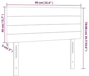 vidaXL Κεφαλάρι Κρεβατιού LED Ανοιχτό Γκρι 90x5x78/88 εκ. Βελούδινο