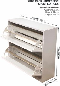 Παπουτσοθήκη Λευκό LOZO 75.6x24x72