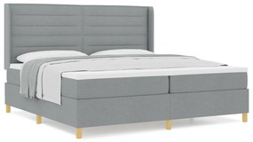 vidaXL Κρεβάτι Box Spring με Στρώμα Γκρι ανοιχτό 200x200 εκ Υλικό