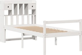 vidaXL Κρεβάτι Βιβλιοθήκη Χωρίς Στρώμα Λευκό 75x190 εκ Μασίφ Πεύκο