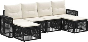 vidaXL Σετ Καναπέ Κήπου 6 pcs Μαύρο και Κρεμ Λευκό συνθετικό ρατάν