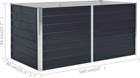 vidaXL Ζαρντινιέρα Ψηλή Ανθρακί 160x80x45 εκ. Γαλβανισμένος Χάλυβας