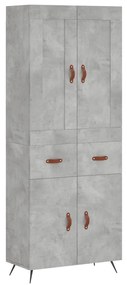 vidaXL Ντουλάπι Γκρι Σκυροδέματος 69,5x34x180 εκ. Επεξεργασμένο Ξύλο