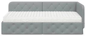 vidaXL Κρεβάτι Γωνίας με στρώμα Ανοιχτό γκρι 100 x 200 cm ύφασμα