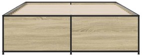 vidaXL Πλαίσιο Κρεβατιού Sonoma Δρυς 135x190 εκ. Επεξ. Ξύλο &amp; Μέταλλο
