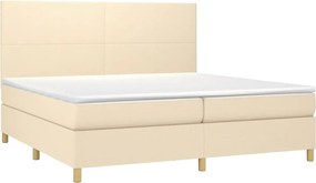 vidaXL Κρεβάτι Boxspring με Στρώμα Κρεμ 200x200 εκ. Υφασμάτινο