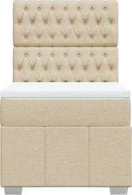 vidaXL Κρεβάτι Boxspring με Στρώμα Κρεμ 100 x 200 εκ. Υφασμάτινο