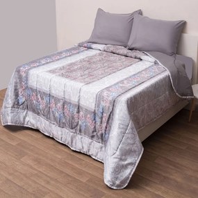 Κουβερλί 5360 (Σετ 3τμχ) Grey Viopros Queen Size 230x250cm Microfiber-Polyester