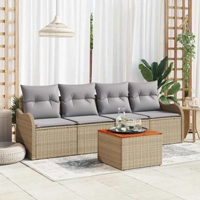 vidaXL Σετ Καναπέ Κήπου 5 pcs Μπεζ Πολυ ράταν