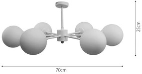 InLight Κρεμαστό φωτιστικό από λευκό μέταλλο και λευκή οπαλίνα 6XG9 D:70cm (5013-6)