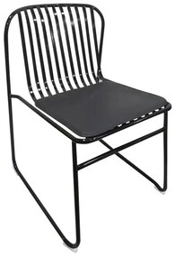 STRIPE Καρέκλα Κήπου Βεράντας, Μέταλλο Βαφή Μαύρο Μαξιλάρι Μαύρο PU  52x59x77cm [-Μαύρο-] [-Μέταλλο-] Ε540,1