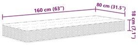 Στρώμα με Bonnell Springs για Παιδιά Μεσαία Σκληρότητα 80x160εκ - Λευκό