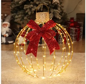 Λαμπάκια Glitter 3D Gold Ball Bow 128 LED Θερμό Φως Flash Χρυσό 60cm IP44 Διάφανο Καλώδιο X0712814102 ACA-X0712814102-Χρυσό X0712814102