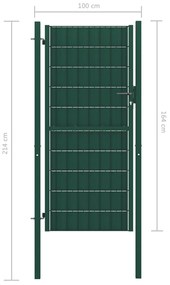 vidaXL Πόρτα Περίφραξης Πράσινη 100 x 164 εκ. από PVC / Ατσάλι