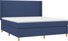 vidaXL Κρεβάτι Boxspring με Στρώμα Μπλε 180x200 εκ. Υφασμάτινο