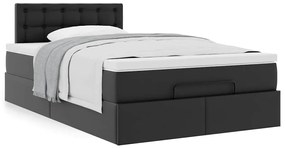 vidaXL Οθωμανικό κρεβάτι με στρώμα Μαύρο 120x190 cm Faux Leather