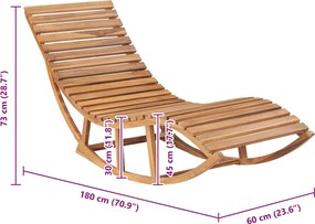 vidaXL Ξαπλώστρα Κουνιστή από Μασίφ Ξύλο Teak