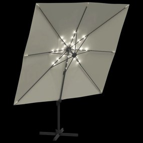 Κρεμαστή Ομπρέλα με LED Λευκό Άμμου 400 x 300 εκ. - Κρεμ