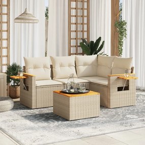 vidaXL Patio Sofa Set 5-θέσια Beige and Cream