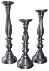 Κηροπήγια Lusar 022222 (Σετ 3τμχ) D11xH40,36,30cm Antique Silver Aluminium