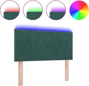 vidaXL LED κεφαλάρι Σκούρο Πράσινο 100 cm Βελούδο