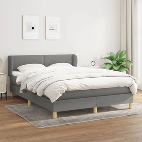 Κρεβάτι Boxspring με Στρώμα Σκούρο Γκρι 140x200 εκ Υφασμάτινο - Γκρι