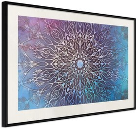 Αφίσα - Blue and Pink Mandala - 45x30 - Μαύρο - Με πασπαρτού