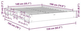 Πλαίσιο κρεβατιού χωρίς στρώμα 140x190 cm μασίφ ξύλο δρυς - Καφέ