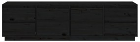 Έπιπλο Τηλεόρασης Μαύρο 176x37x47,5 εκ. από Μασίφ Ξύλο Πεύκου - Μαύρο