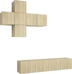 vidaXL Έπιπλα Τηλεόρασης Σετ 7 Τεμαχίων Sonoma Δρυς από Επεξ. Ξύλο