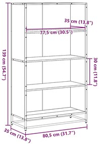 Βιβλιοθήκη Sonoma Oak 80,5x35x139 cm Ξύλινη κατασκευή - Καφέ