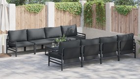 vidaXL Σετ Καναπέ Κήπου με μαξιλάρι με μαξιλάρι 9 pcs Ανθρακί 70 x 70.5 x 31.5 εκ.