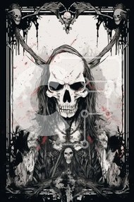 Intra Συλλεκτικό Ξύλινο Παζλ Plywood  4mm - The Skull Project: Ασπρόμαυρη αφίσα Σε Ξύλινο Κουτί - Διαστάσεις Puzzle: 10x10 cm – 25 κομμάτια