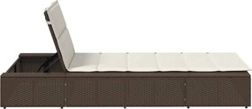 vidaXL Ξαπλώστρα με πλωτό μαξιλάρι Brown Poly Rattan