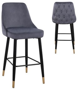 Bar Stool SERENITY  from velvet grey with metallic frame 51x57x110cm