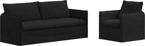 vidaXL Σετ Καναπέ 2 pcs Μαύρο 196 x 82 x 85 εκ Ύφασμα