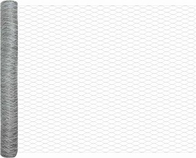 vidaXL Φράχτης Εξαγώνου Ασημί 1,4 x 25 m Γαλβανισμένος χάλυβας