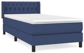 Κρεβάτι Boxspring με Στρώμα Μπλε 100 x 200 εκ. Υφασμάτινο - Μπλε