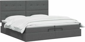vidaXL Κρεβάτι Ottoman με στρώμα Σκούρο Γκρι 200 x 200 cm Ύφασμα