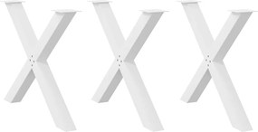 vidaXL Πόδια Τραπεζαρίας σε Σχήμα Χ 3 τεμ. Λευκά 90x(72-73) εκ. Ατσάλι