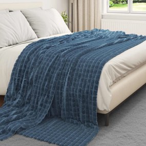 vidaXL Κουβέρτα Σκούρο μπλε 270 x 240 cm Μαλλί