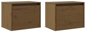 vidaXL Ντουλάπια Τοίχου 2 τεμ. Καφέ Μελί 45x30x35 εκ Μασίφ Ξύλο Πεύκου