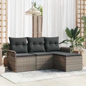 vidaXL Σετ Καναπέ με μαξιλάρι 4 pcs Γκρι συνθετικό ρατάν