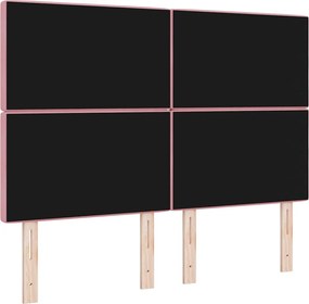 vidaXL Κεφαλάρι με κεφαλάρι Ροζ 144 cm Τεχνητό Δέρμα